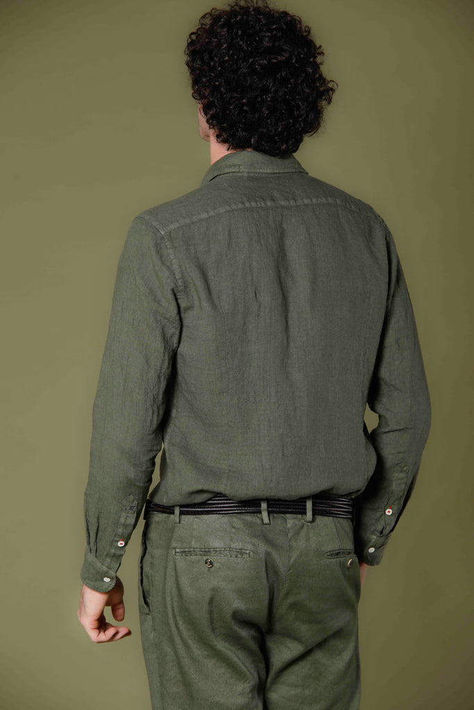Image 4 de chemise homme à manche longue en lin vert modéle Torino par Mason's