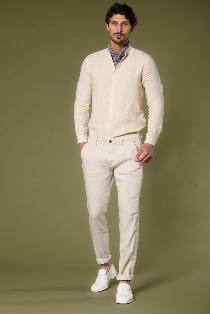 Image 2 de chemise homme a manche longue en lin couleur stucco modéle Porto par Mason's
