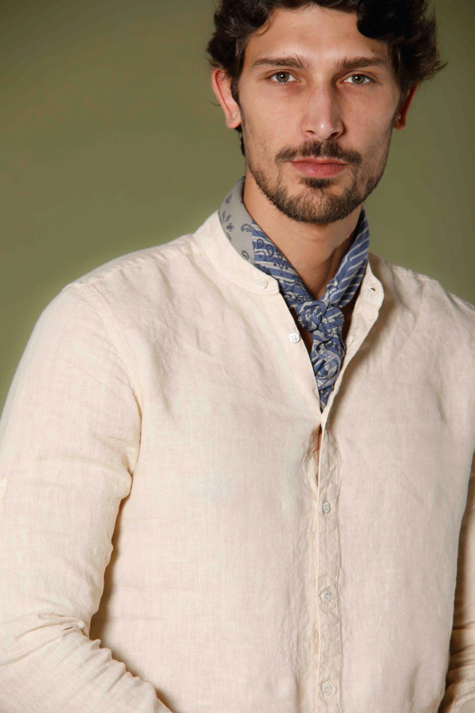 Image 3 de chemise homme a manche longue en lin couleur stucco modéle Porto par Mason's