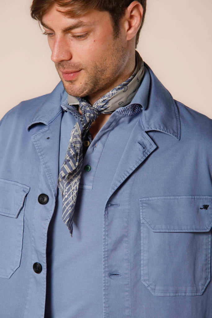 Image 3 du veste chemise homme en coton et tencel azur modéle Summer Jacket par Mason's