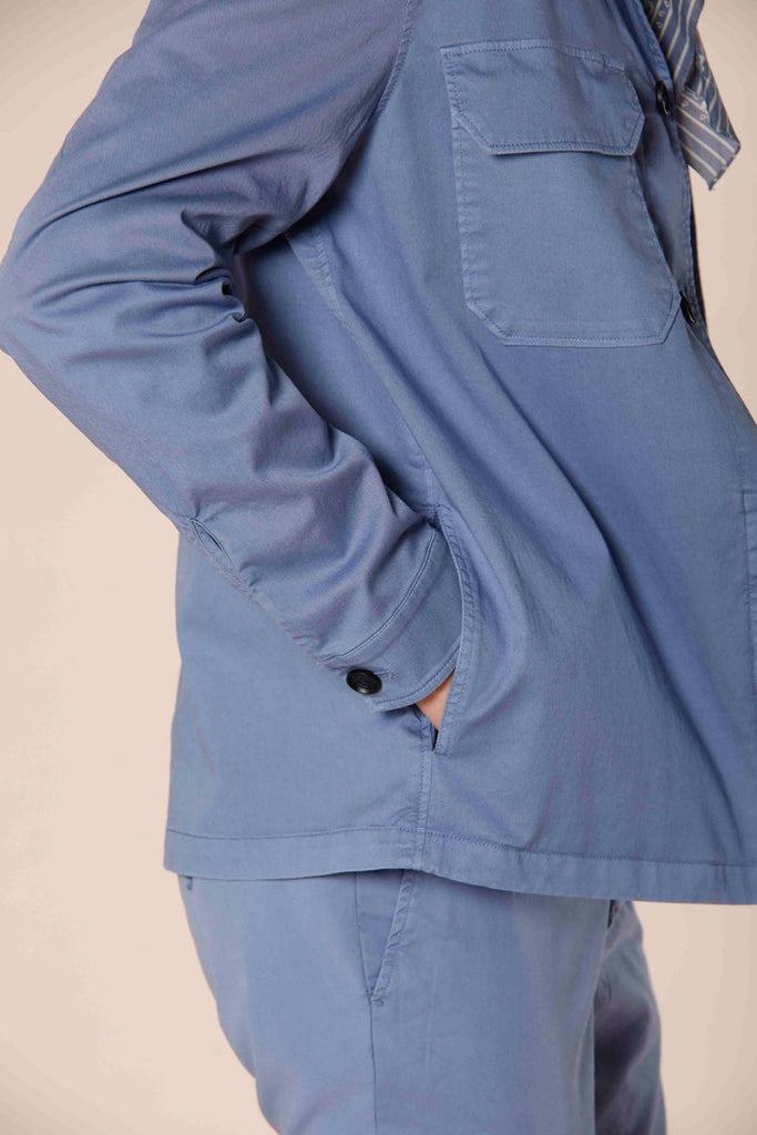 Image 4 du veste chemise homme en coton et tencel azur modéle Summer Jacket par Mason's