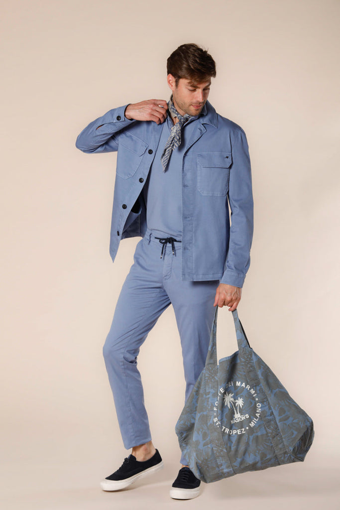 Image 2 du veste chemise homme en coton et tencel azur modéle Summer Jacket par Mason's