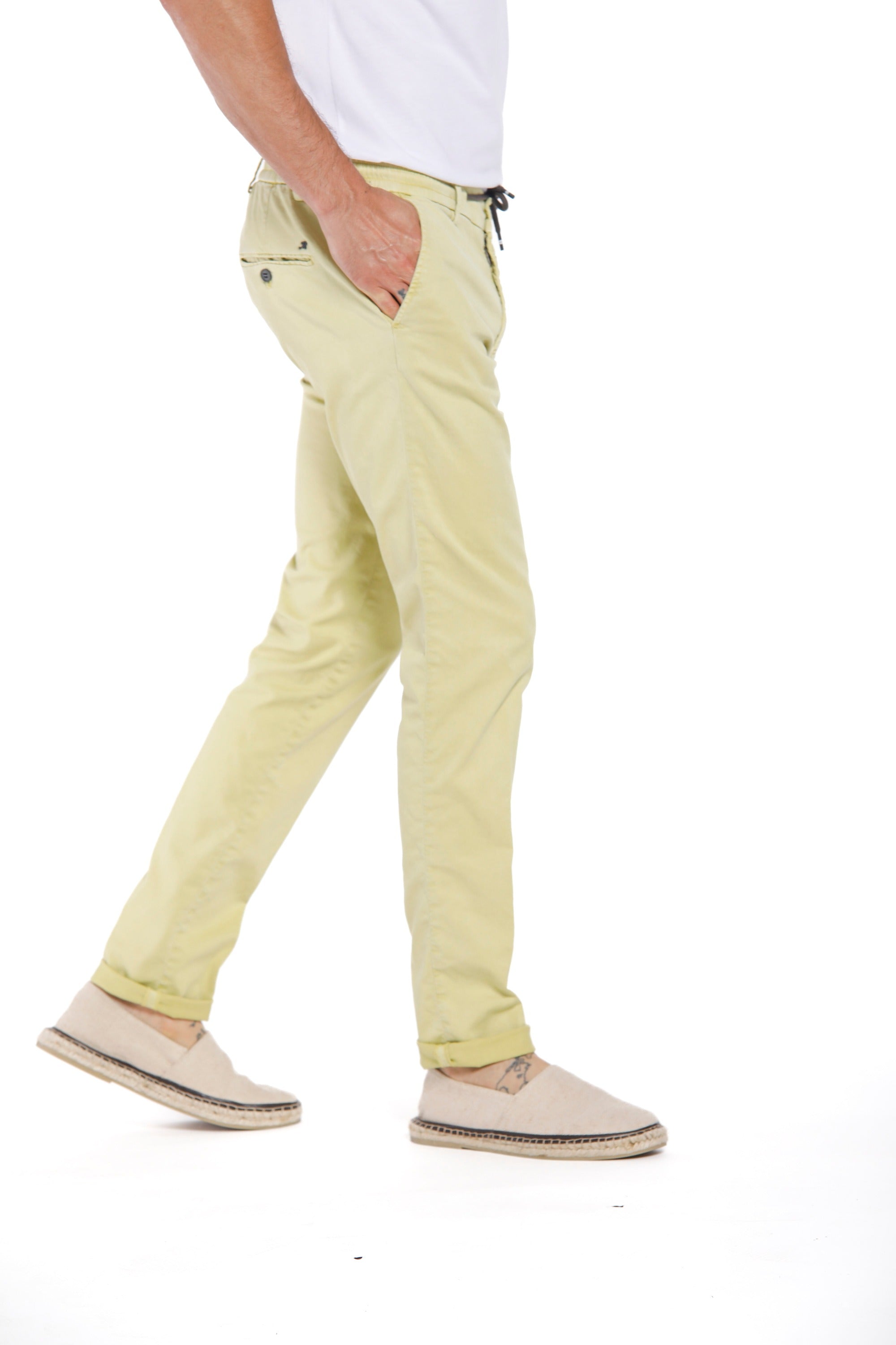 Milano jogger Pantalon de jogging chino pour homme en coton et tencel coupe extra slim