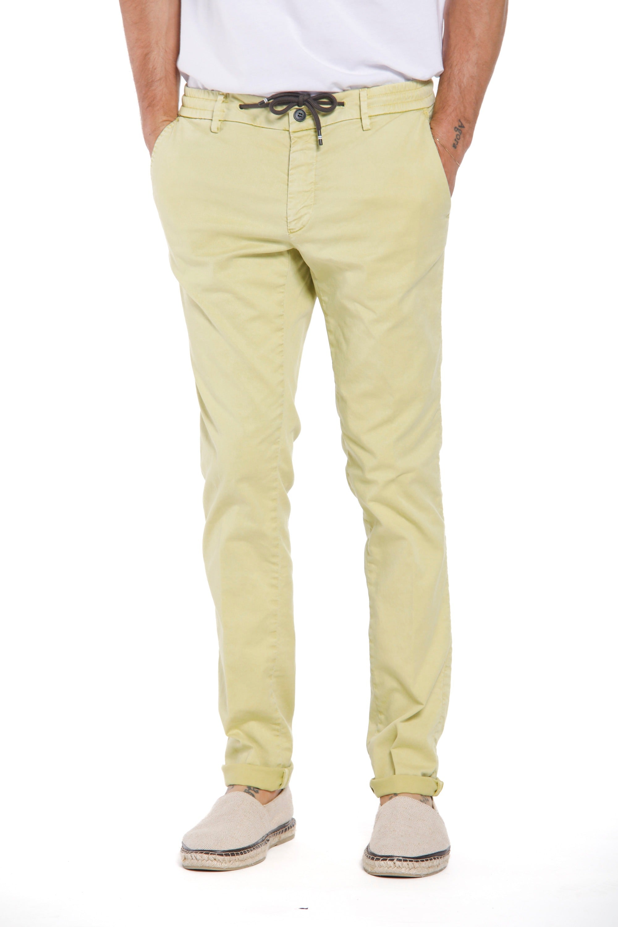 Milano jogger Pantalon de jogging chino pour homme en coton et tencel coupe extra slim