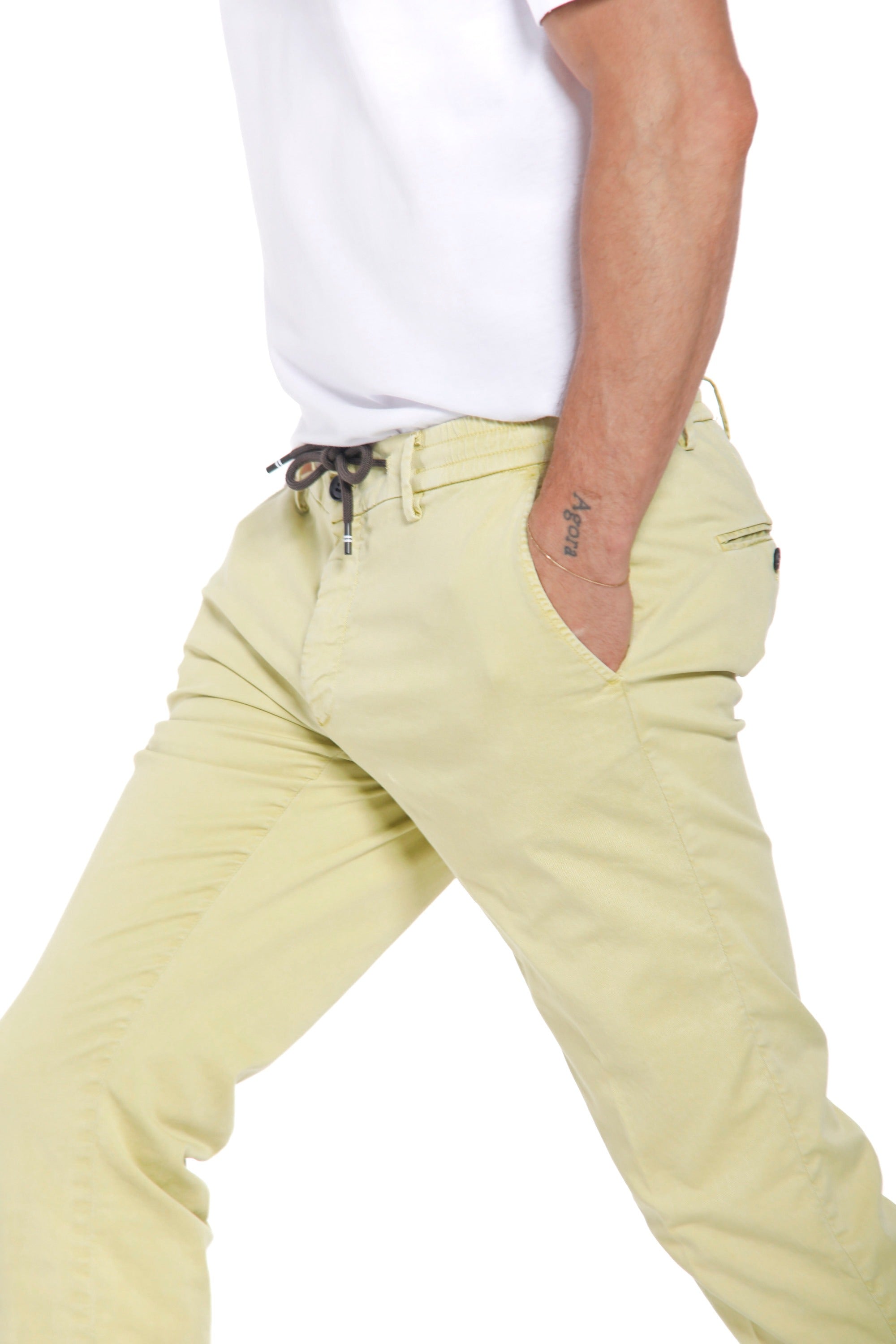 Milano jogger Pantalon de jogging chino pour homme en coton et tencel coupe extra slim