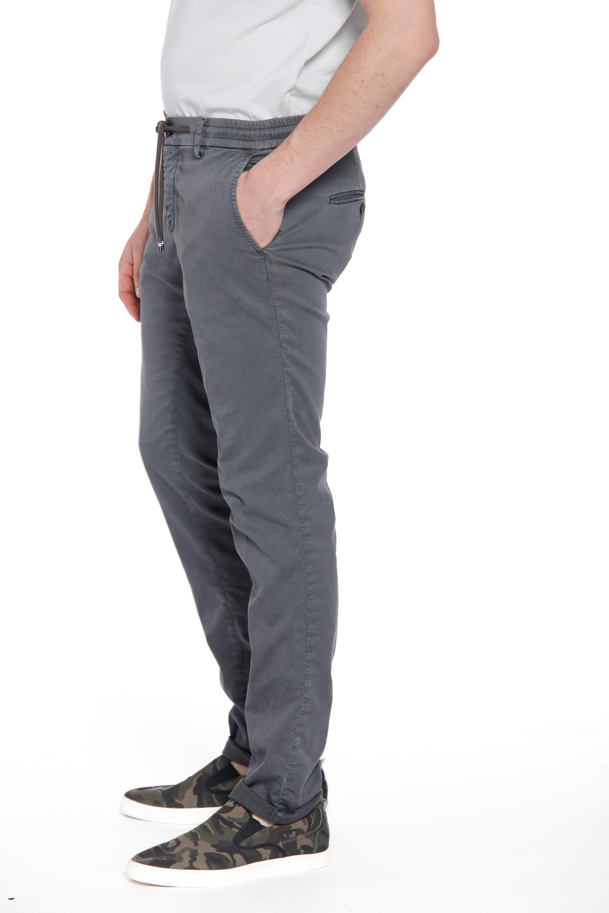 Milano jogger Pantalon de jogging chino pour homme en coton et tencel coupe extra slim