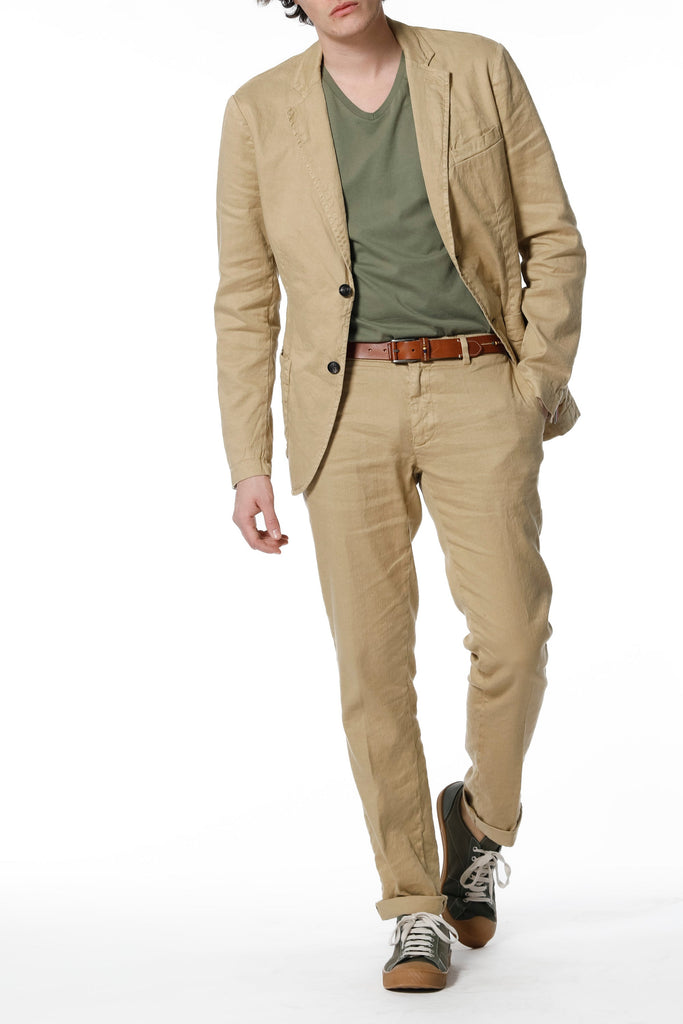 New York pantalon chino homme en twill de coton et lin regular fit