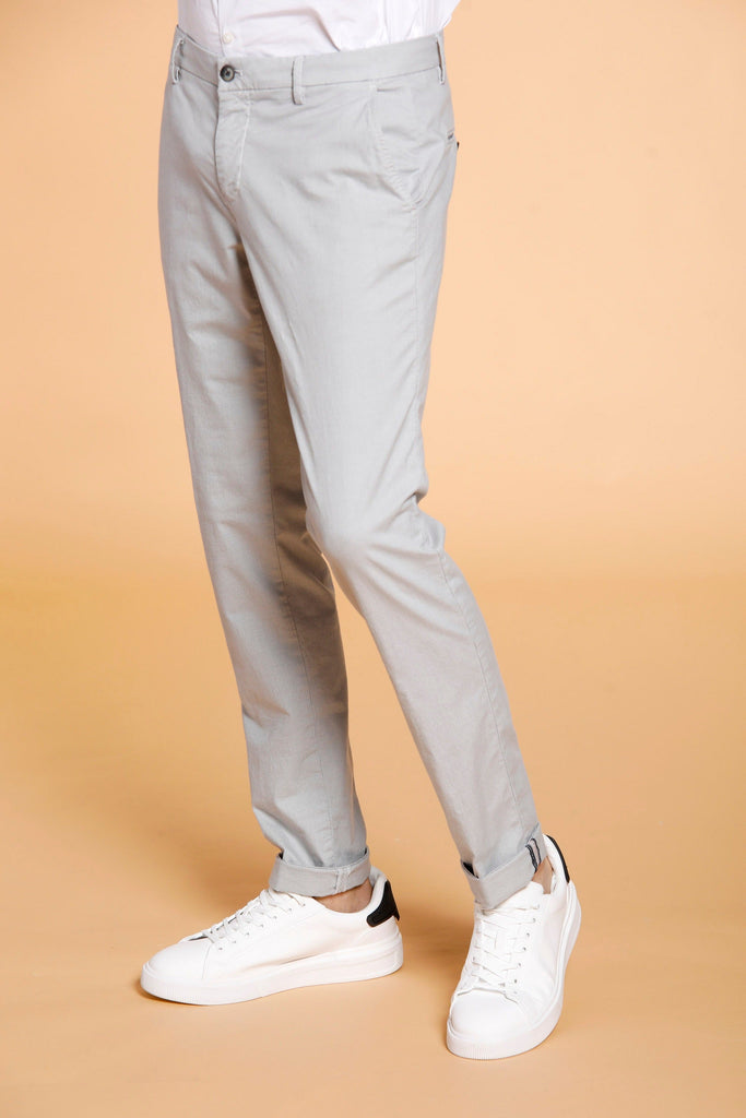 Milano Style Pantalon chino homme en coton mouliné pied de poule extra slim