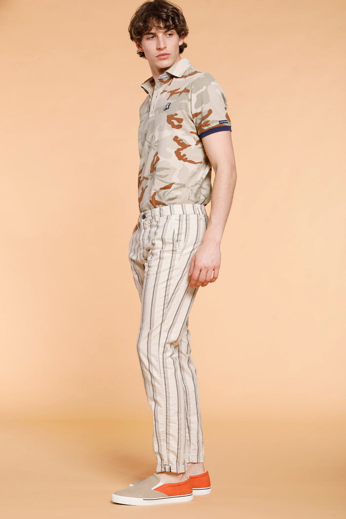 Osaka Style Pantalon chino homme en coton à rayures moulinées carrot fit