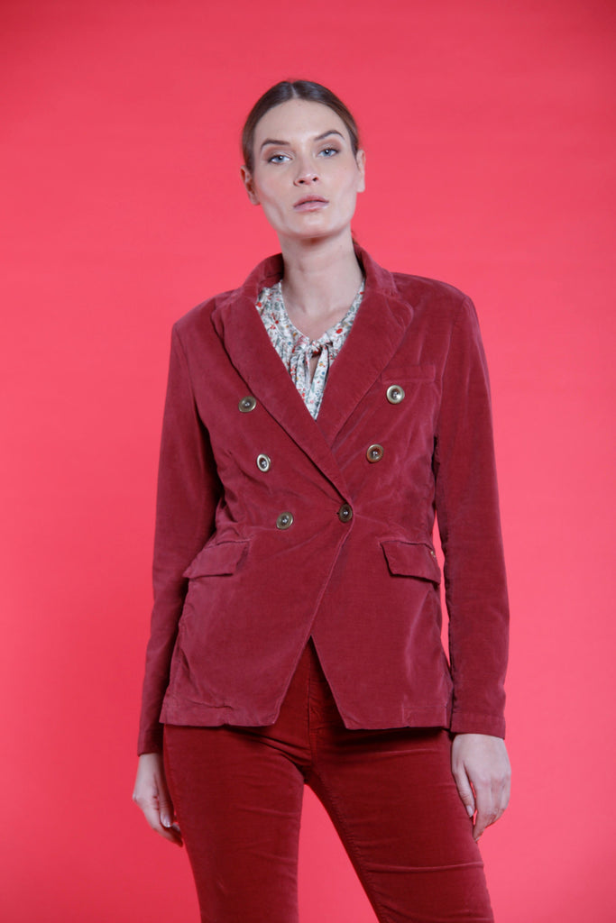 Immagine 2 di blazer doppiopetto donna in velluto color rubino modello Caroline di Mason's
