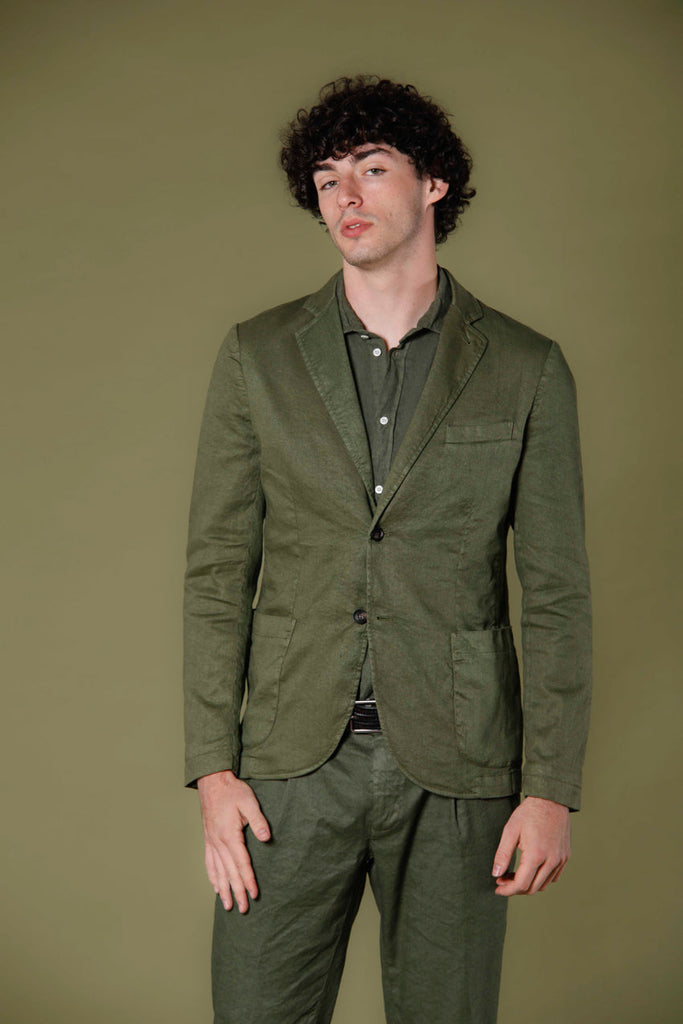 Immagine 1 di blazer uomo in twill di lino e cotone verde modello Da Vinci Summer di Maosn's