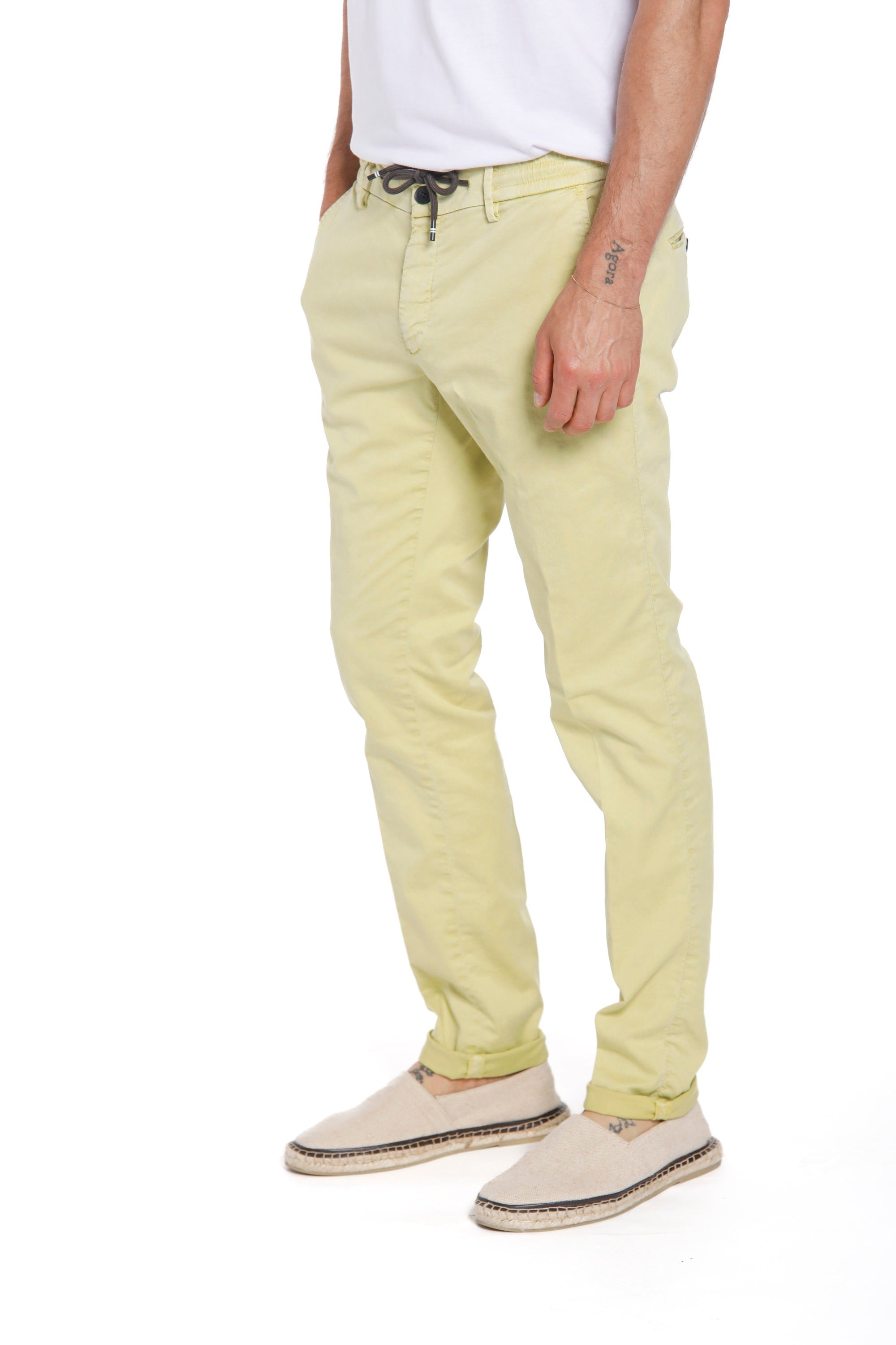 Milano Jogger man chino pants in cotton and tencel extra slim