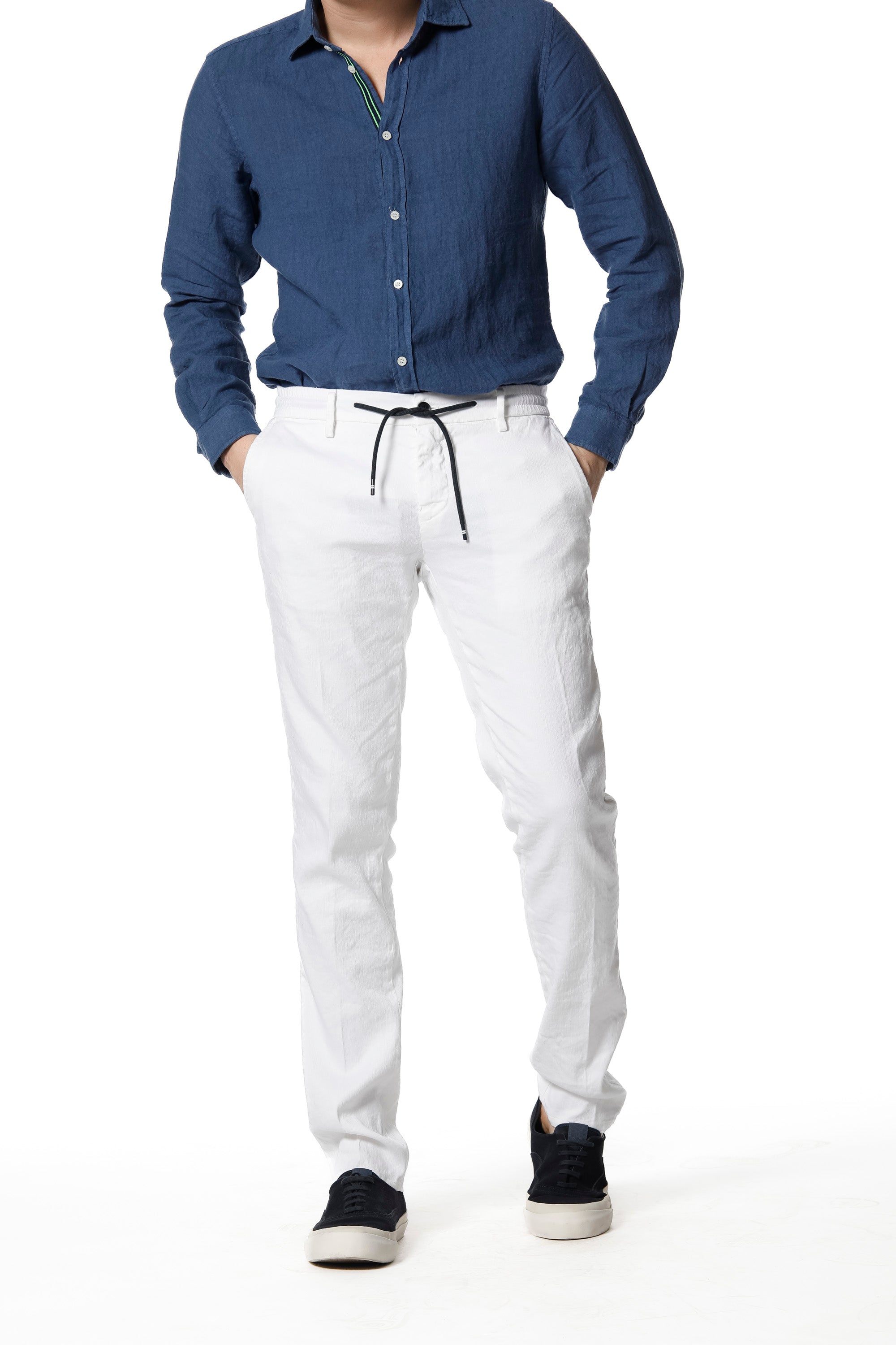 Milano Jogger pantalon de jogging chino homme en lin et coton coupe extra slim