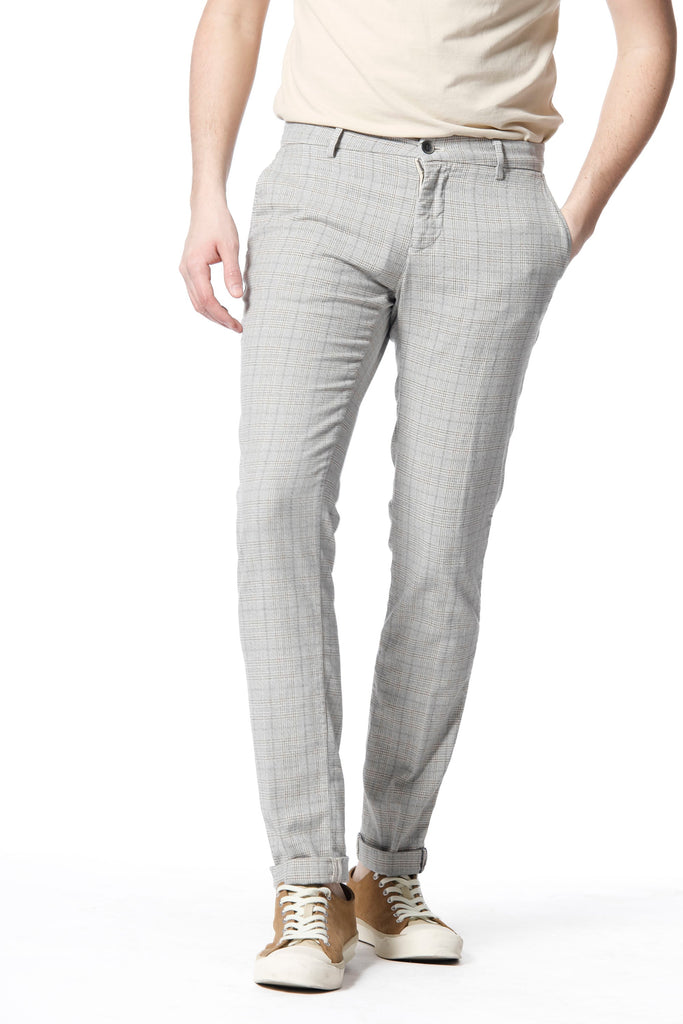 Milano Style Pantalon chino pour homme en coton mouliné galles coupe extra slim