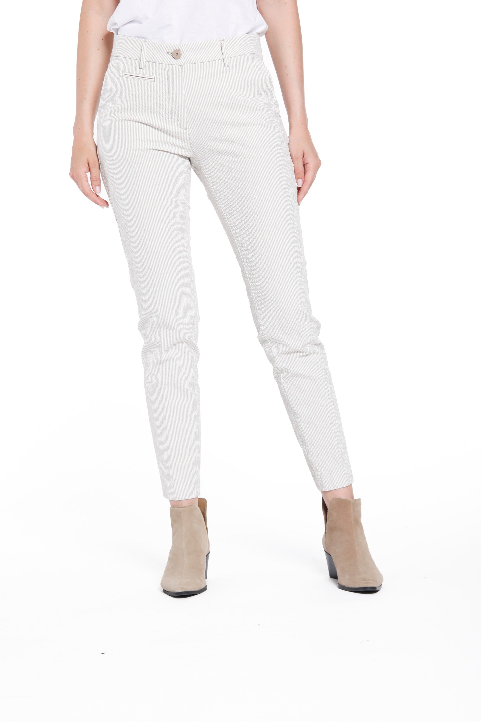 New York Slim woman chino pants in seersucker cotton slim