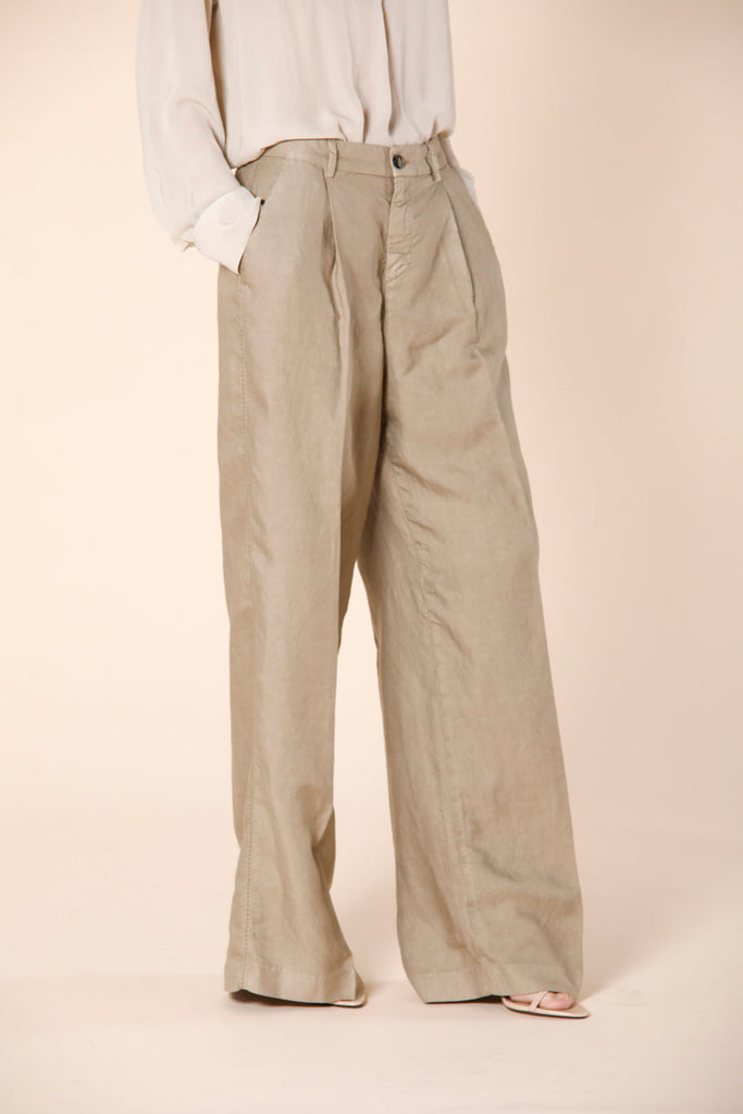 Immagine 1 di pantalone chino donna in tencel e lino color corda modello NY Wide Pinces di Mason's