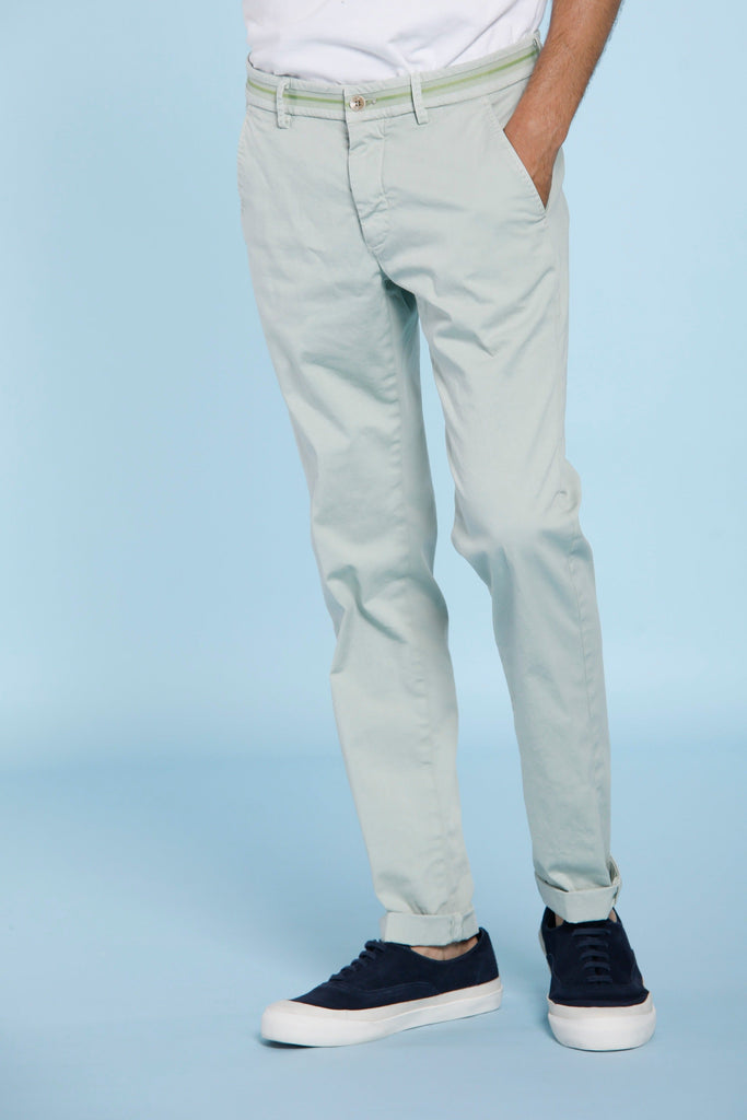 Torino Tapes Pantalon chino homme en satin stretch avec rubans slim fit